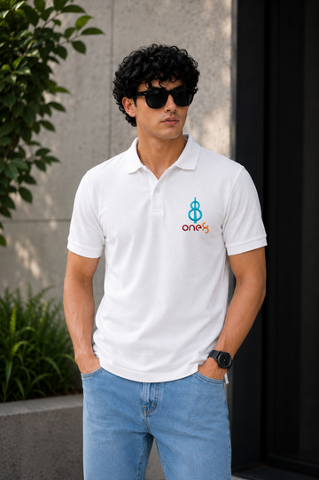 One8 Premium Men's Black Polo T-Shirt - White