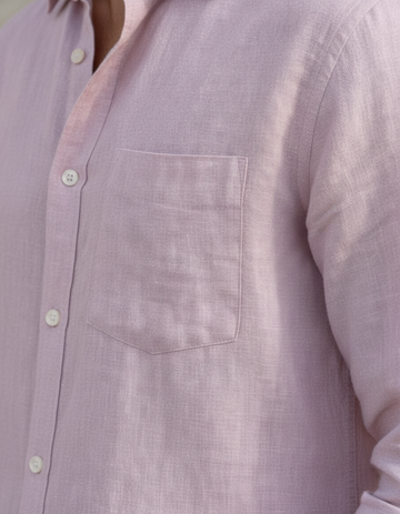 Men's Premium Slub Linen-Blend Long Sleeve Shirt - Dusty Purple