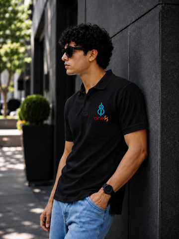 One8 Premium Men's Black Polo T-Shirt - Black