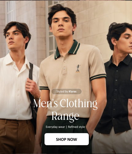 Men’s clothing collection featuring stylish casual and polo wear.