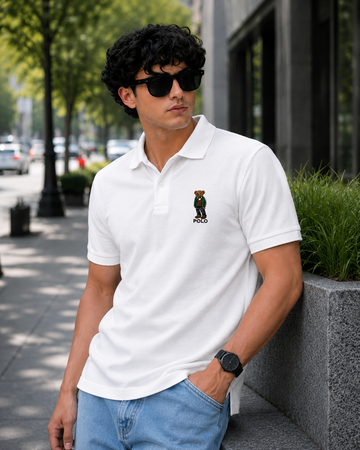 Signature Bear Men's Polo - White