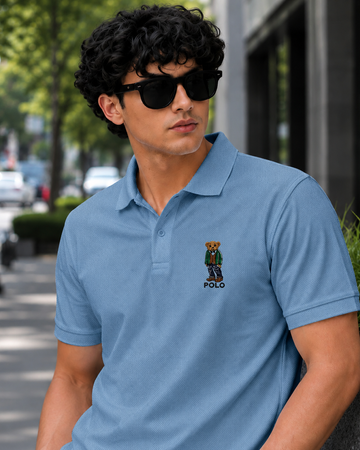 Signature Bear Men's Polo TSHIRT - Sky Blue