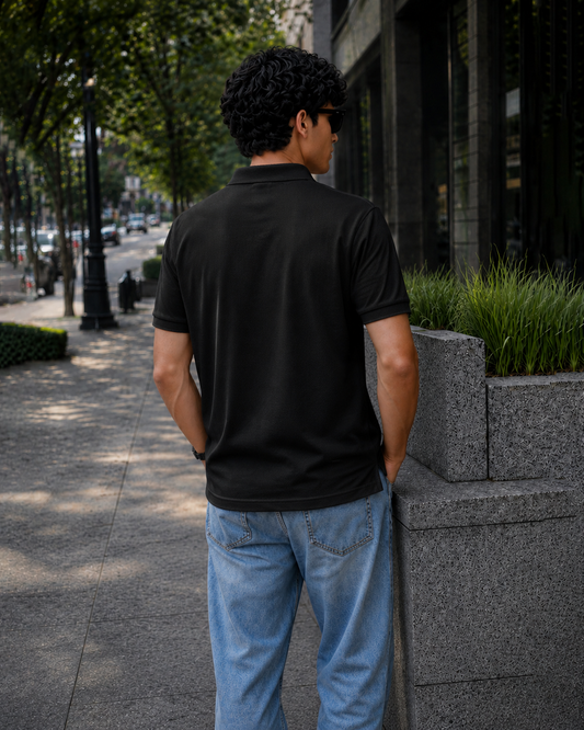 Signature Bear Men's Polo- Black