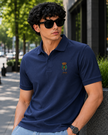 Signature Bear Men's Polo - Navy Blue